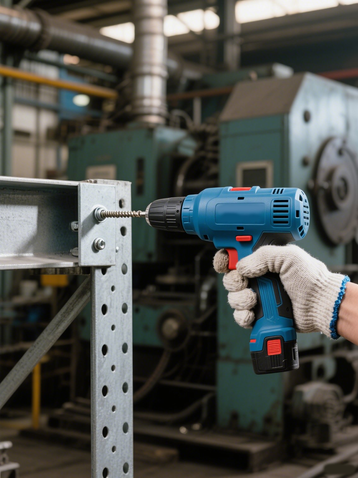 휴대용 충전식 드릴로 나사 조이기