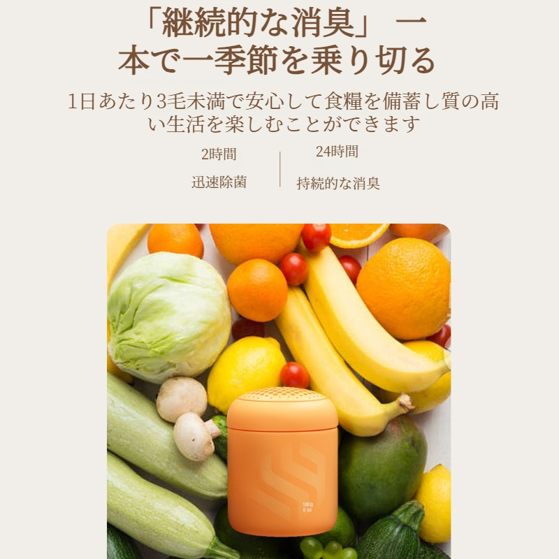 冷蔵庫消臭用 消臭 脱臭炭 多機能 オゾン脱臭 急速消臭 黄色い小瓶 二酸化塩素ジェル 除菌・保存消臭 空気浄化 消臭ボックス