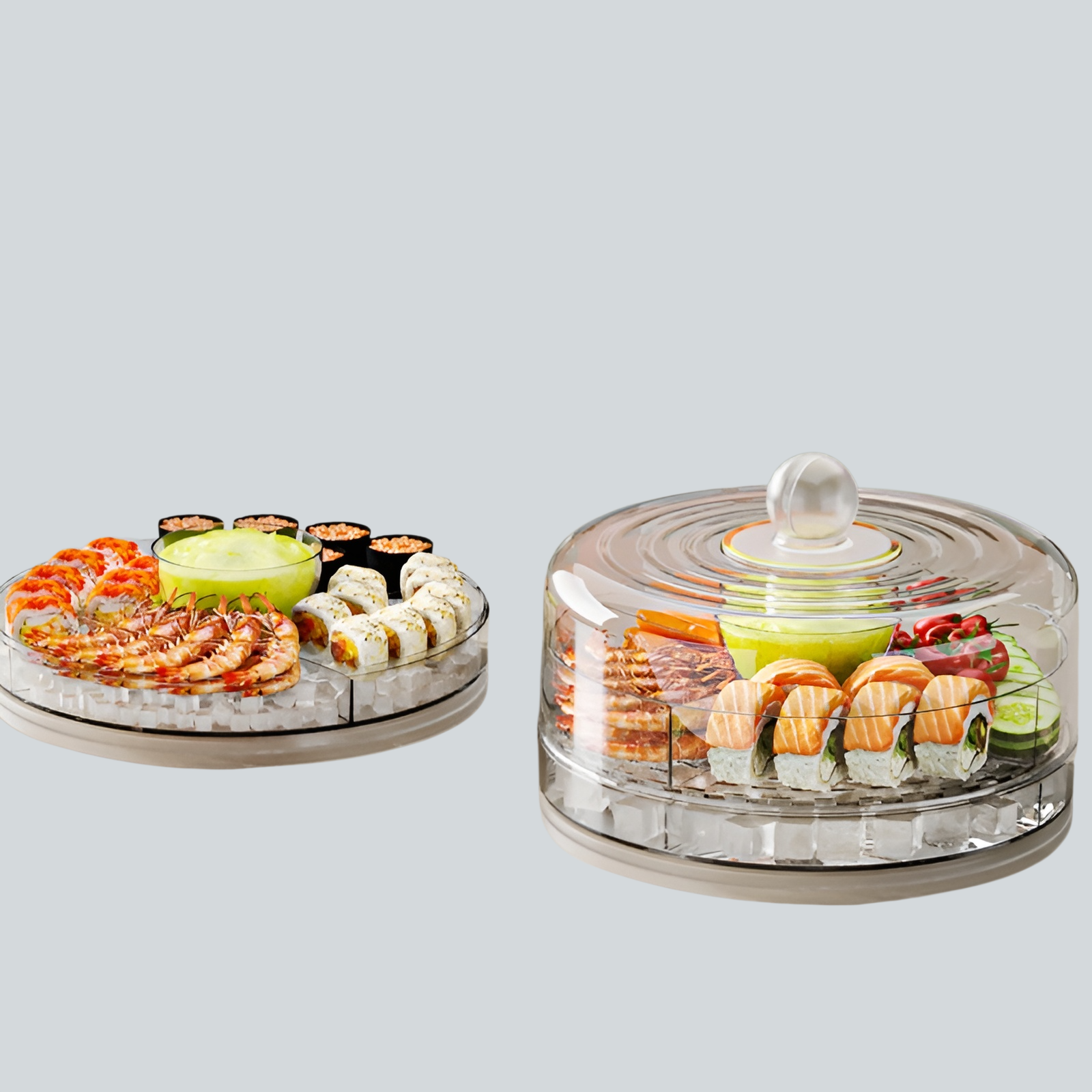 Multi-functional rotating cake plate and vegetable tray