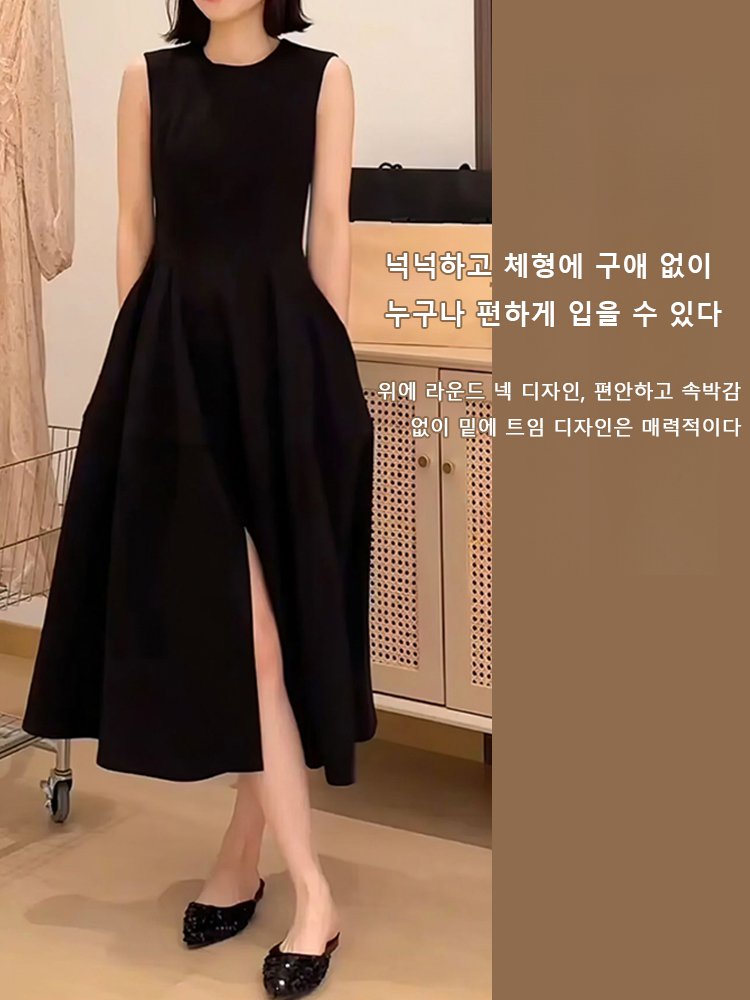 프리미엄 민소매 트임 원피스