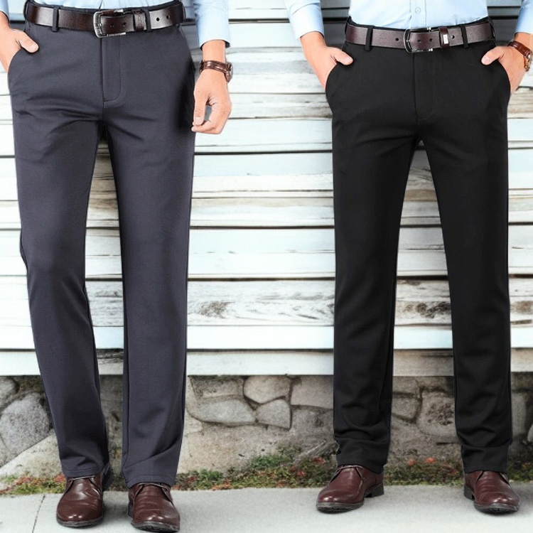 お父さんのカジュアルパンツ 通気性の良いズボン メンズ 春 夏 秋の生地 四方ゴム ハイウエスト 中高年のカジュアルパンツ