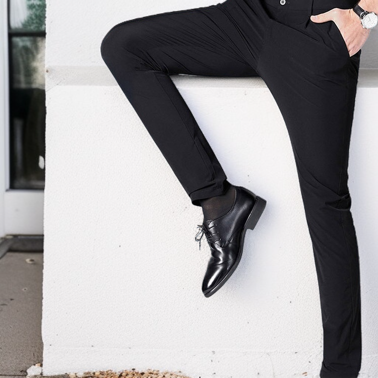 お父さんのカジュアルパンツ 通気性の良いズボン メンズ 春 夏 秋の生地 四方ゴム ハイウエスト 中高年のカジュアルパンツ