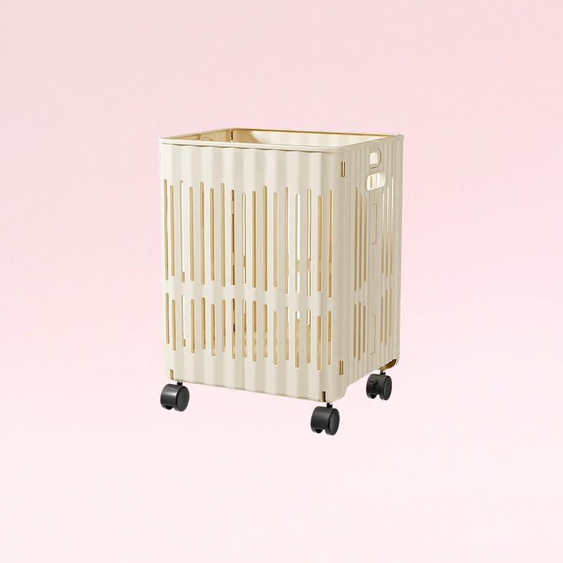 ตะกร้าผ้าสกปรกพับได้ ตะกร้าเก็บเสื้อผ้าแบบมีล้อ