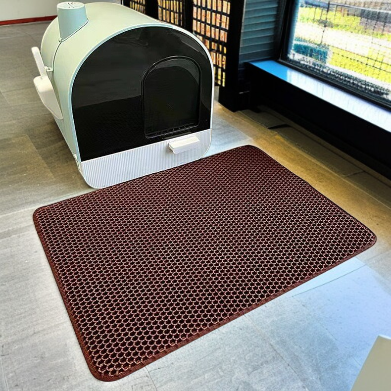 猫トイレマット 猫砂マット 猫砂取りマット 飛び散り防止 90x60CM 複数サイズ・色 猫マットトイレ 二重構造 マッサージ式 洗える・掃除簡単 EVA滑り止めマット 防水防カビ 臭さ防止 折り畳み