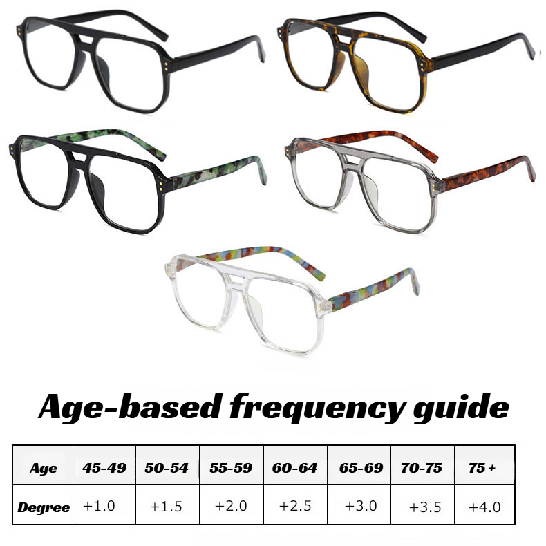 HD retro square frame presbyopia glasses