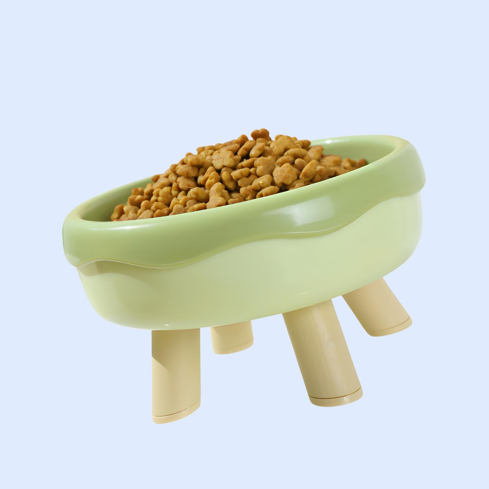 JMY-甜甜圈馬卡龍色貓碗四腳高碗塑膠平口貓咪食盤寵物用品