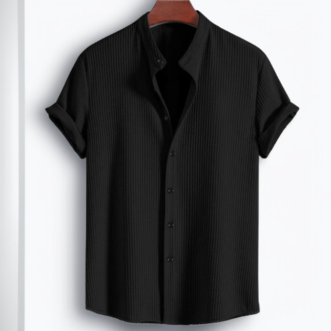 夏のメンズ半袖シャツ 無地 メンズ半袖トップス メンズシャツ