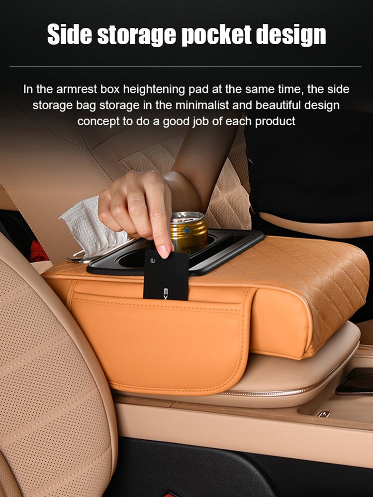 Multifunctional Car Armrest Cushion with Integrated Booster