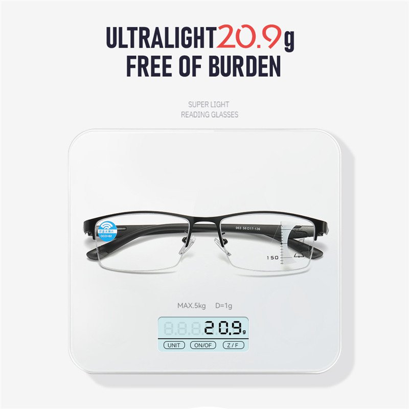 Multi-focus anti-blue light reading glasses for the elderly metal for both near and far use