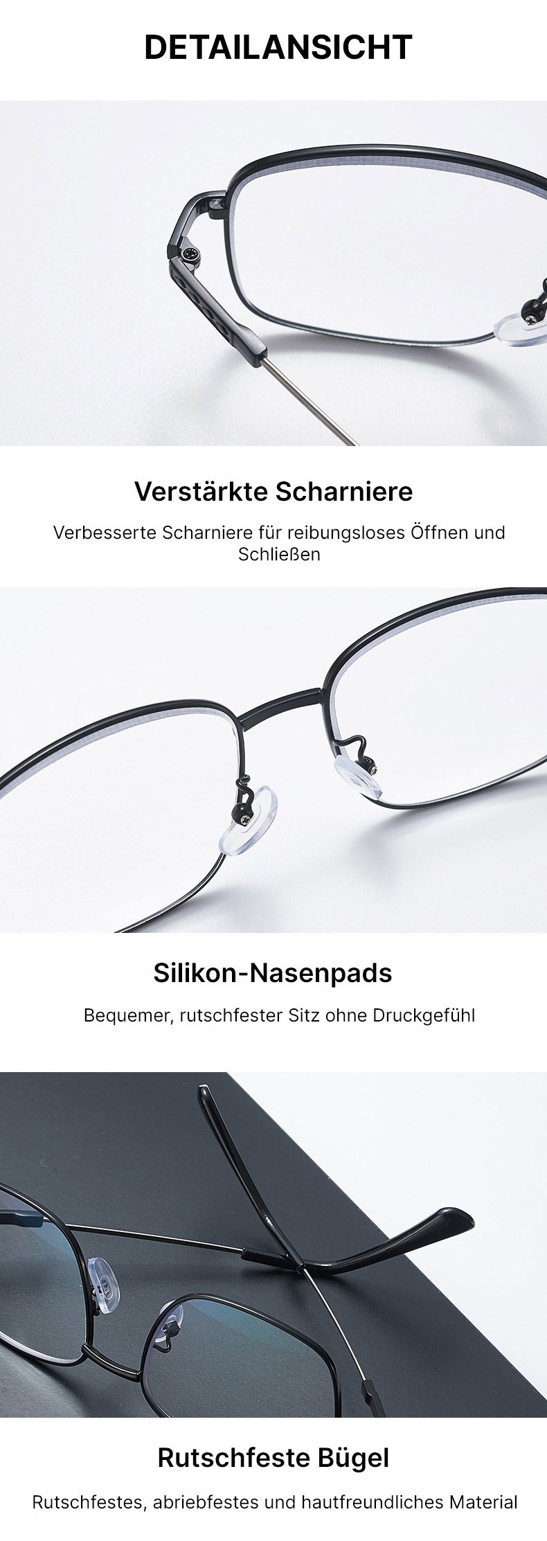 Moderne und bequeme Mehrfokus-Titanbrille für den Alltag
