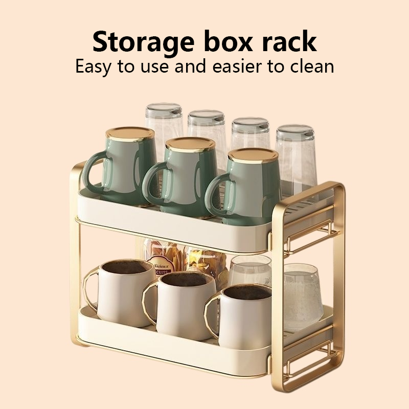 Desktop organizer glass cup tray tea set storage box