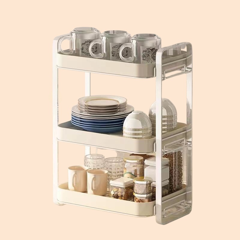 Desktop organizer glass cup tray tea set storage box