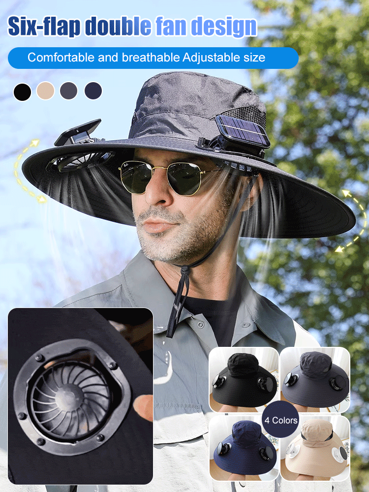 Solar-powered electric fan sun hat
