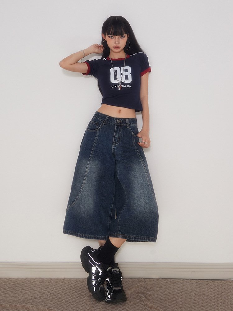 Retro ležérní volné kalhoty se širokými nohavicemi