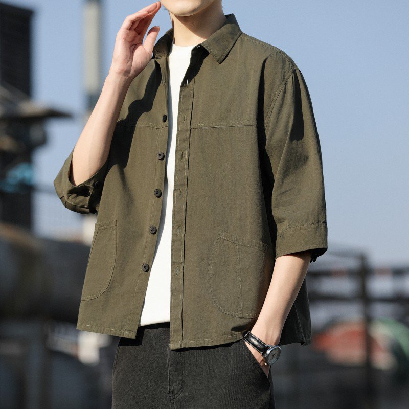 Pánská středně rukávová košile bavlněná košile