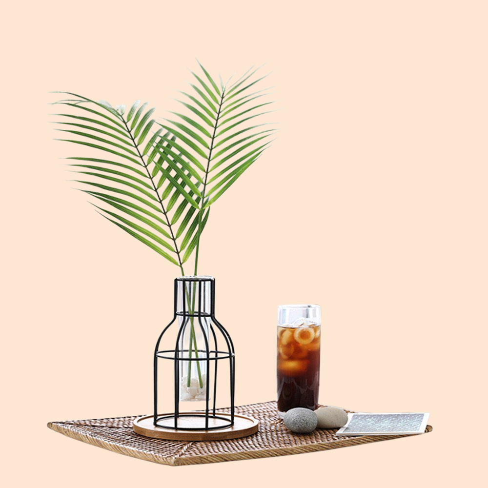 ヨーロピアンスタイルのアイアン製ゴールドハイドロカルチャー花瓶 正面画像