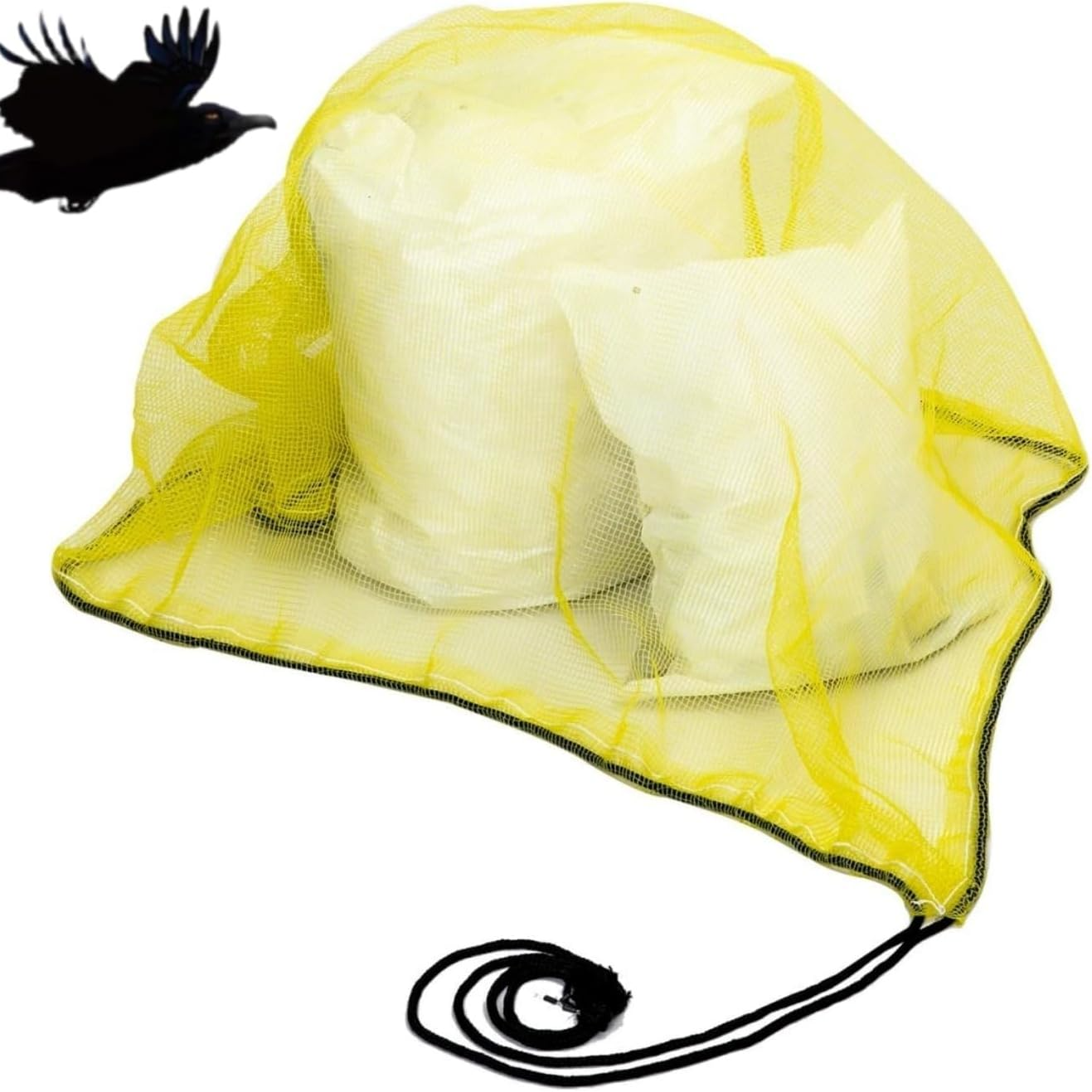 大型カラスネット 黄色 4*4mm 正方形メッシュ 防鳥ネット 色あせしにくい 固定ロープ付きカラス防止ネット