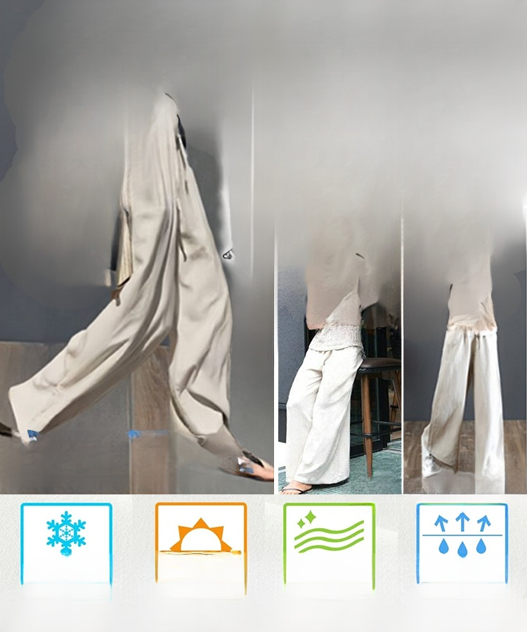 夏用綿麻ワイドパンツ