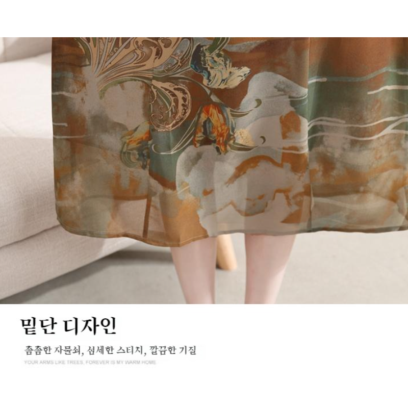 중년 여성 원피스 중년 엄마 여름 슬립 여름 쉬폰 원피스