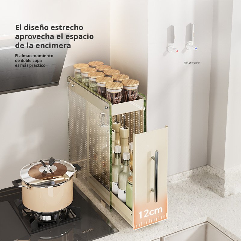 Estante de almacenamiento de especias extraíble para cocina, estante de almacenamiento de pared para