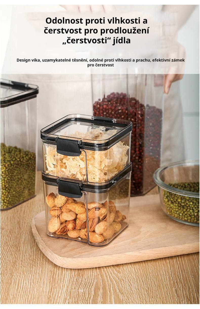 Detail kuchyňské spony na uzavíratelné nádobě