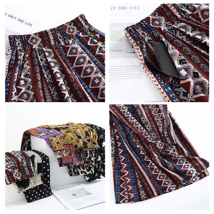 プリント柄UVカットガウチョパンツ