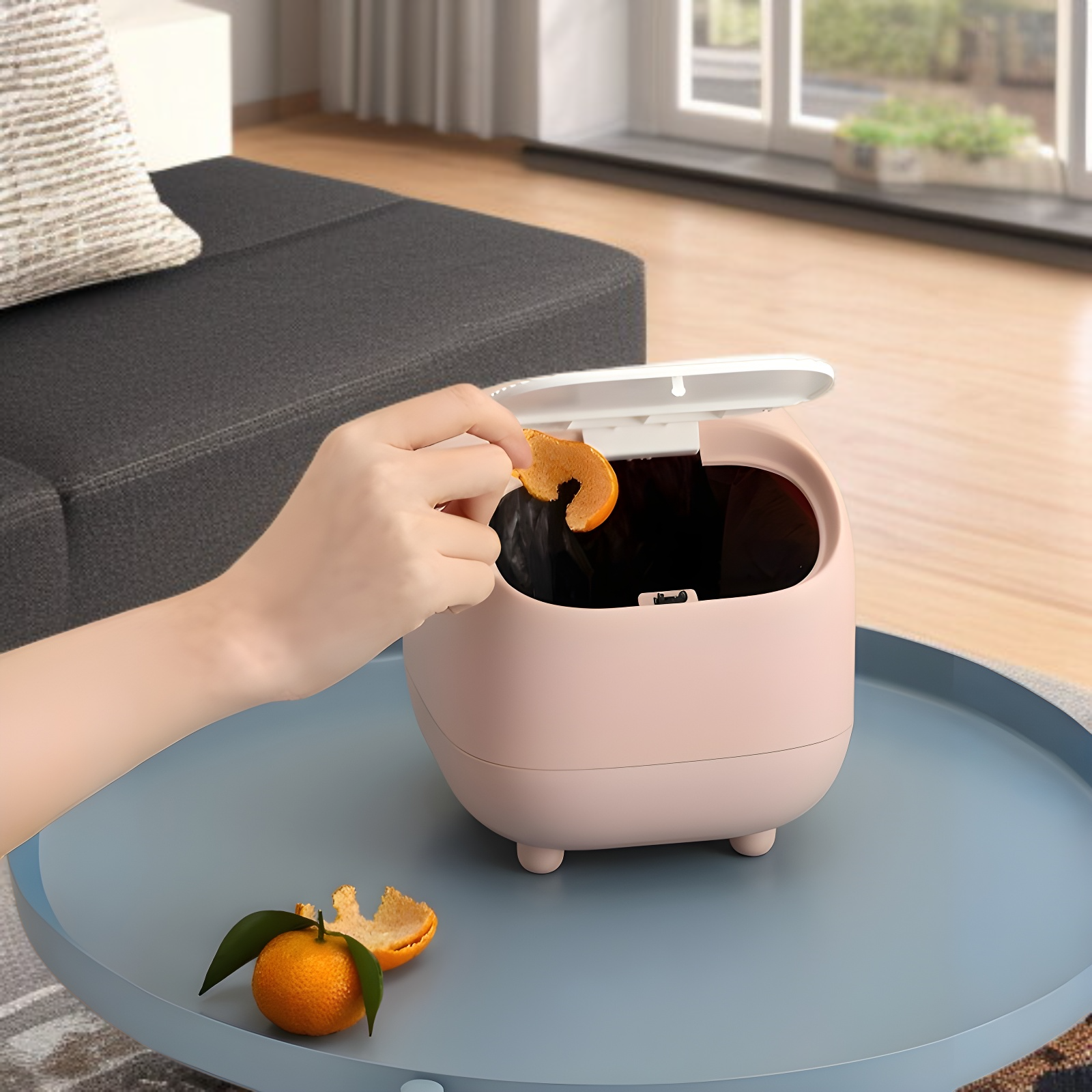 デスクトップゴミ箱 オフィス用 蓋付き プッシュ式 ミニ収納ボックス