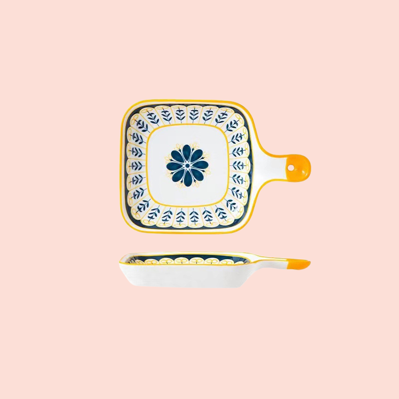 シンプルな家庭用食器セット（釉下彩のボウルとプレート）