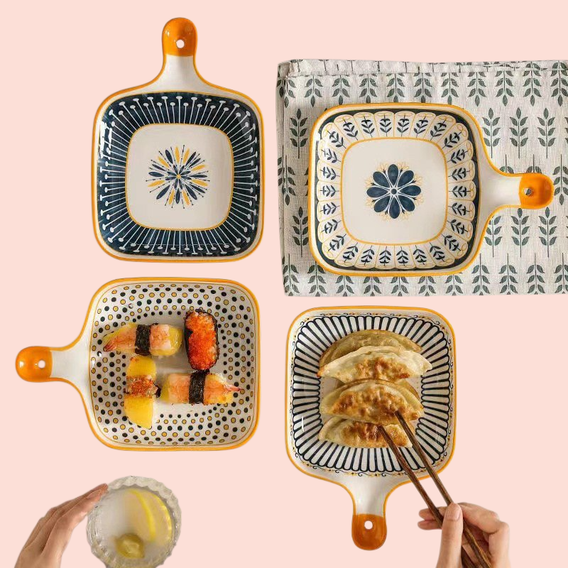 シンプルな家庭用食器セット（釉下彩のボウルとプレート）