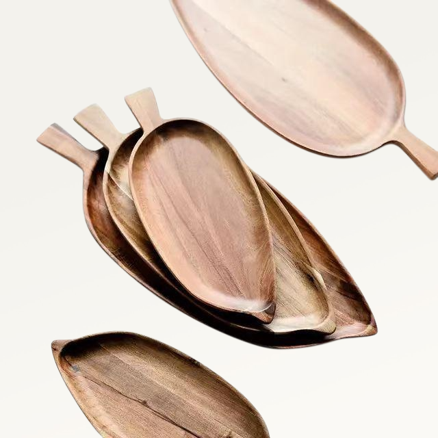 간식 플래터 나뭇잎 모양 접시 아카시아 치즈 스시 플레이트