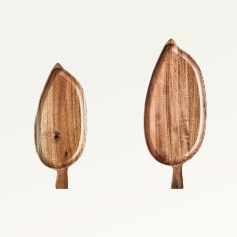 간식 플래터 나뭇잎 모양 접시 아카시아 치즈 스시 플레이트