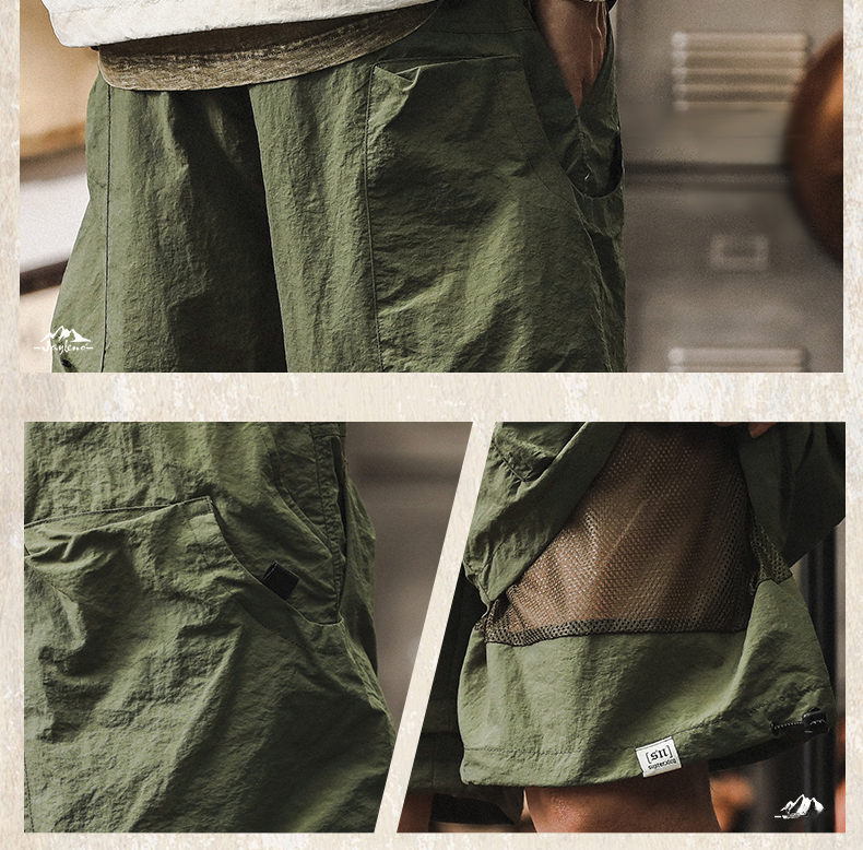 여름용 아웃도어 속건 카고 반바지 측면 포켓