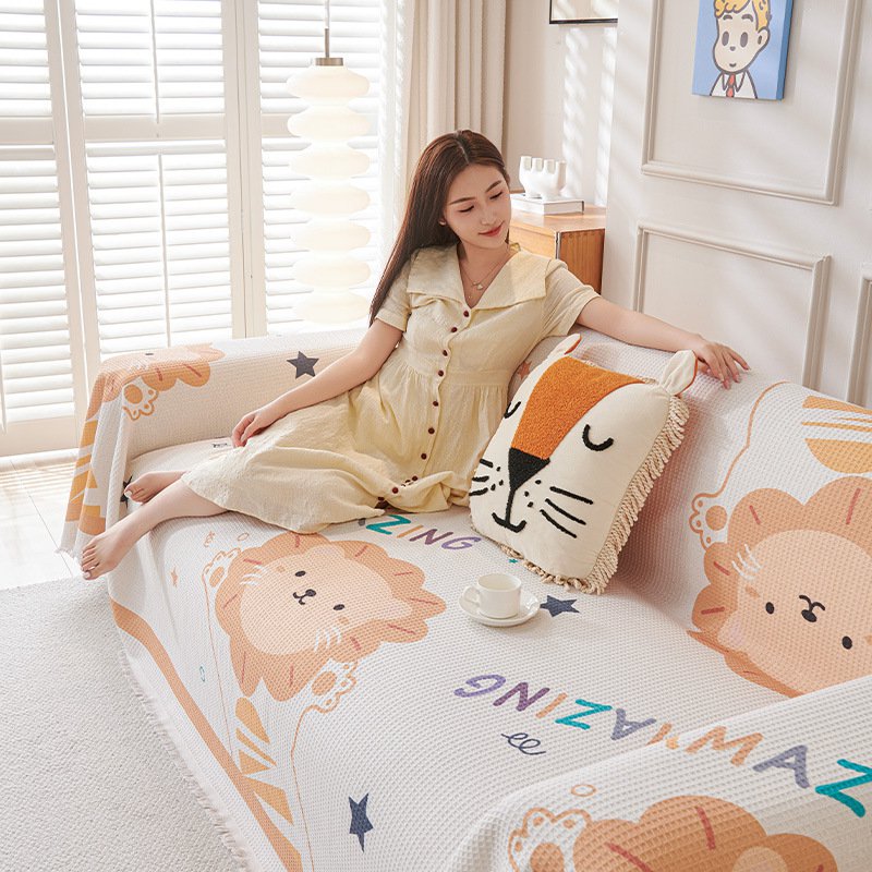 可愛いキャラクターのシンプルな一枚式ソファカバー