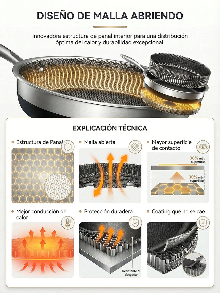 【Uso Exclusivo en Restaurantes 3 Estrellas Michelin】Sartén Antiadherente Sin Recubrimiento