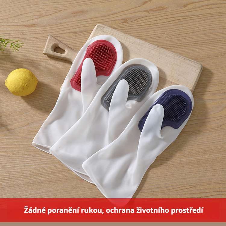  Kouzelné domácí kartáčové rukavice na mytí nádobí