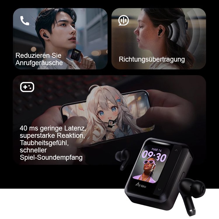 Neue Bluetooth-Kopfhörer mit Touch-Display
