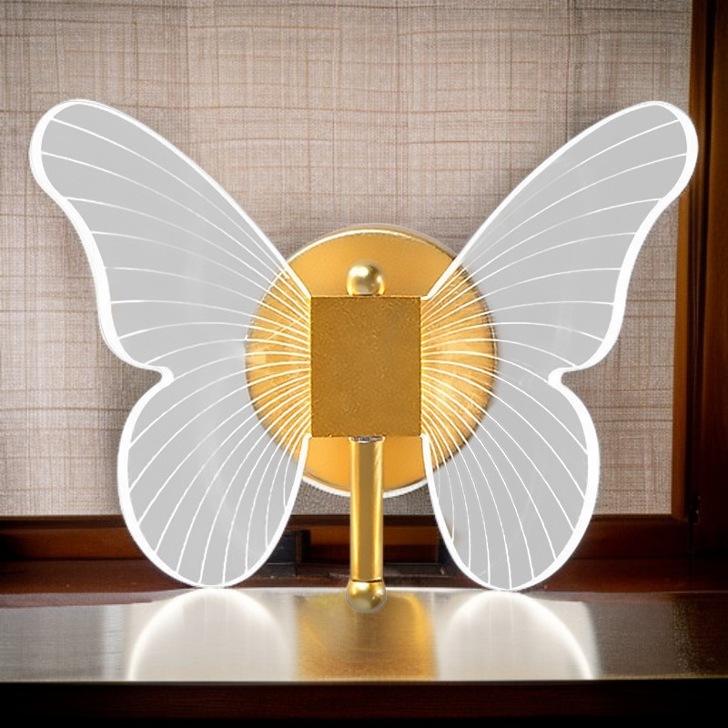 가벼운 고급 나비 침대 옆 램프
