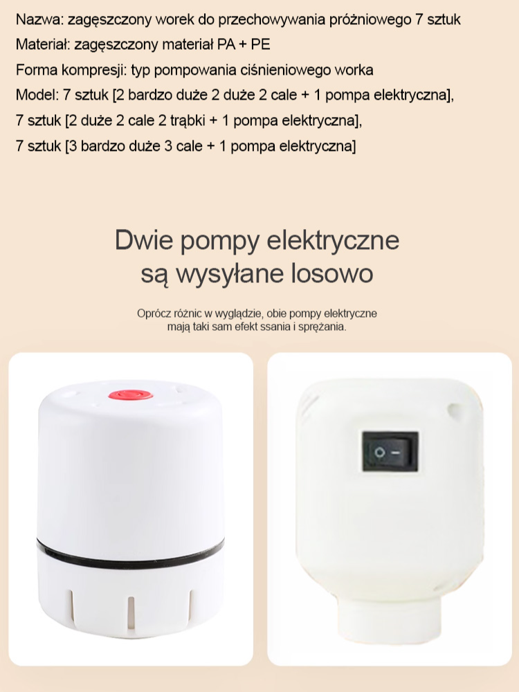 Zagęszczony worek do przechowywania próżniowego 7-częściowy zestaw