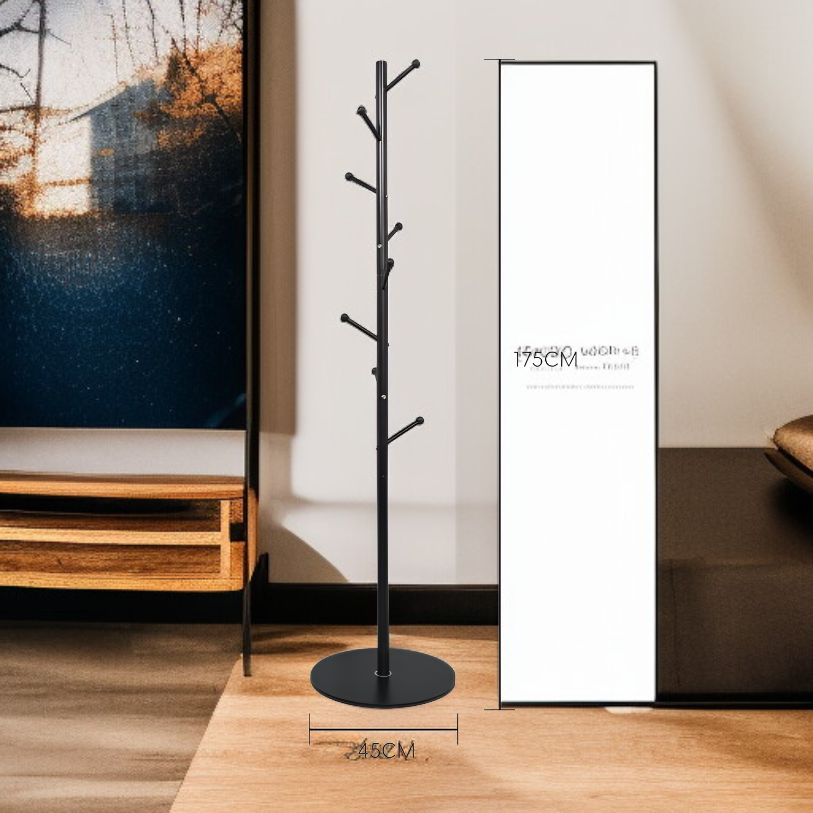 现代简约立式挂包架子法式铁管衣帽架底座挂烫机可用卧室