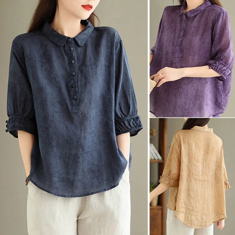 Slimming and Flattering Jacquard Blouse for Women