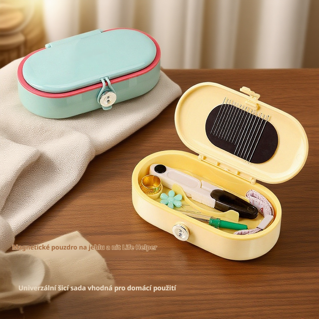 Organizér na šicí potřeby s magnetickým boxem na jehly a nitě