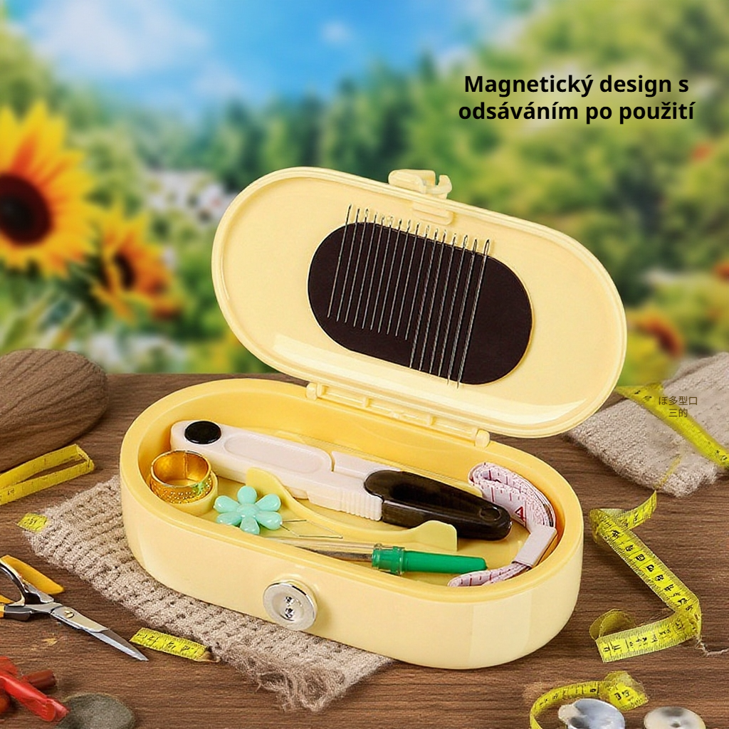 Organizér na šicí potřeby s magnetickým boxem na jehly a nitě