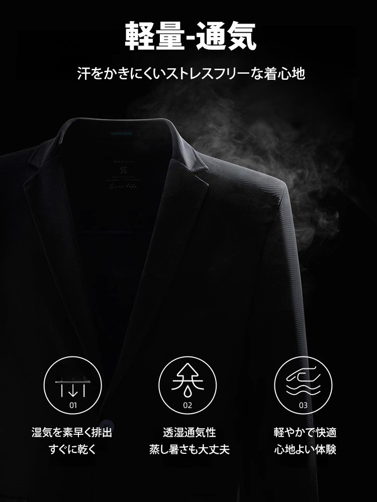 夏のメンズテーラードジャケット接触冷感UV対策