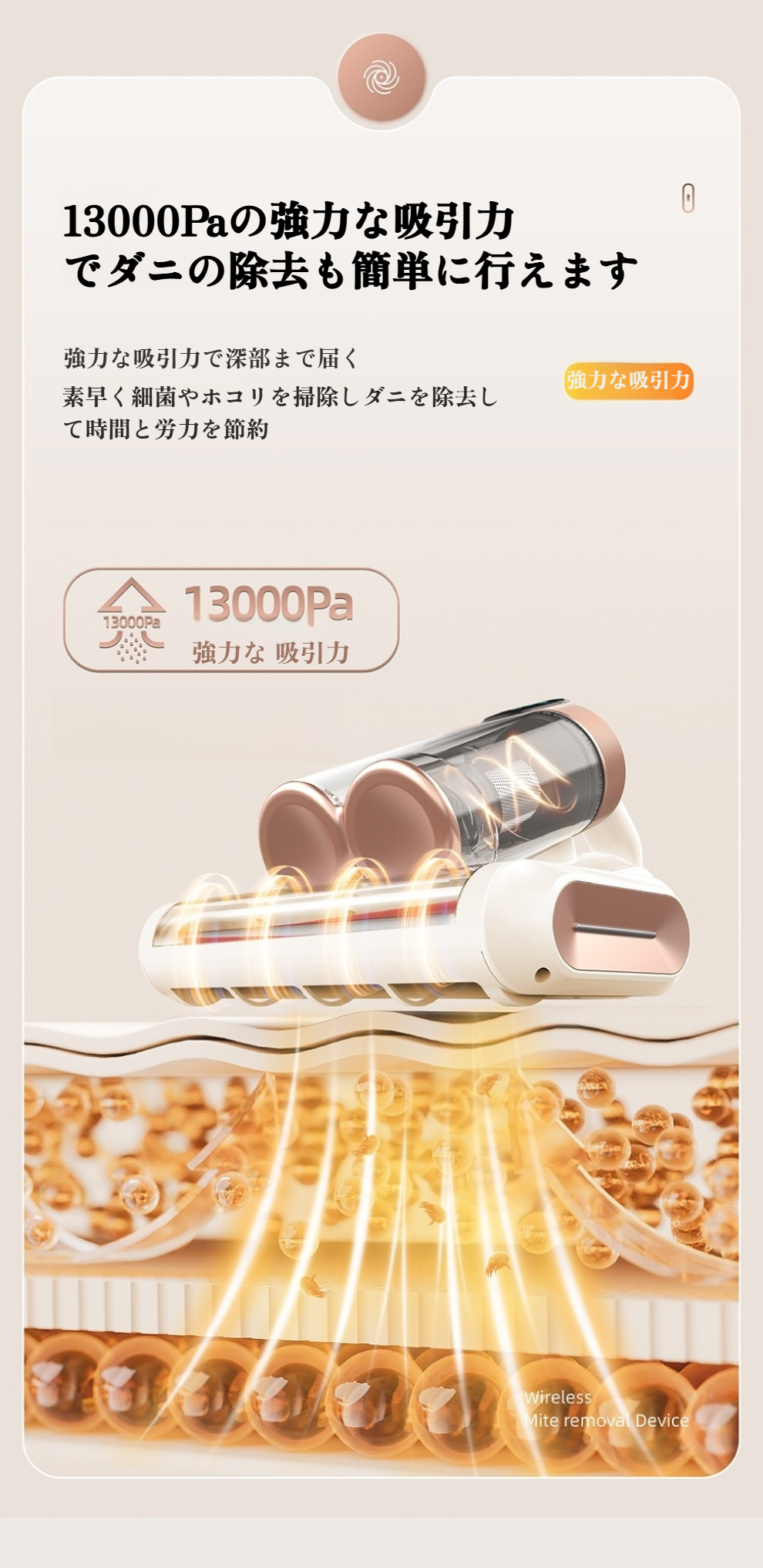 ダブルダストカップ付きダニ除去器の分解イメージ