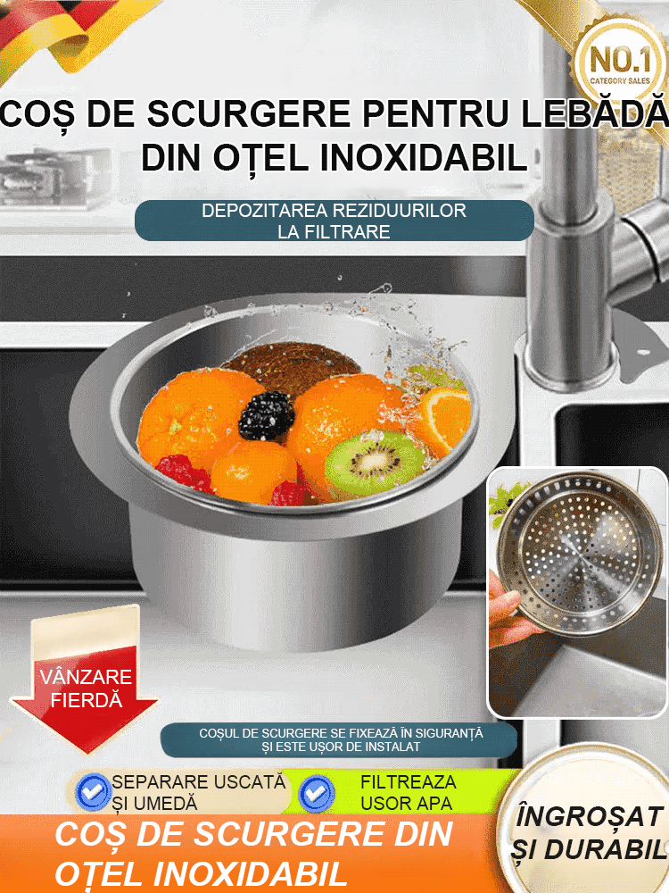 Coș de scurgere din oțel inoxidabil 304