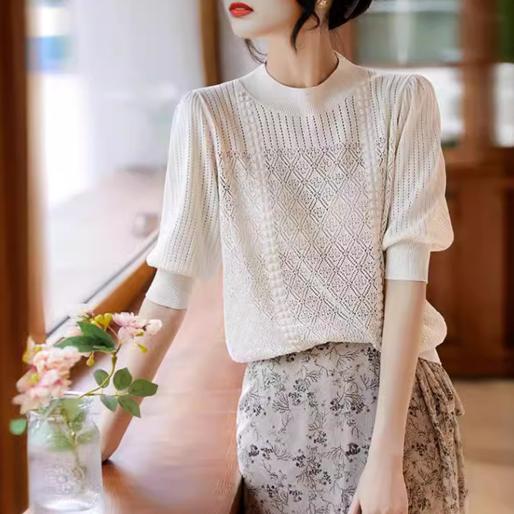 우아한 빈티지 랜턴 소매 반팔