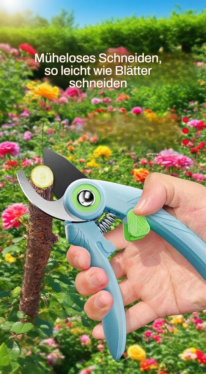 Scharfe und kraftsparende Gartenschere in Nahaufnahme