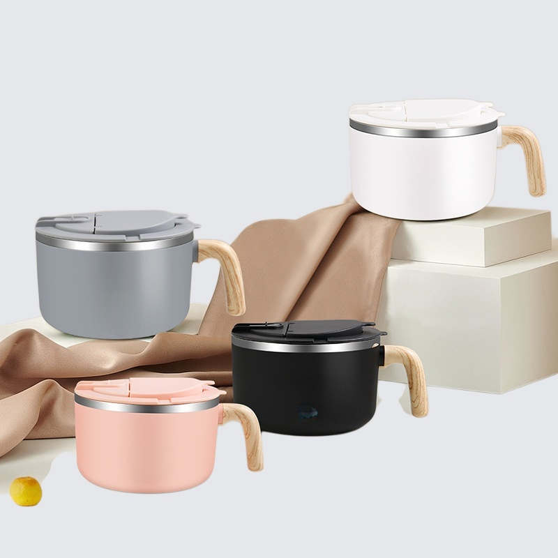 وعاء معكرونة فورية من الفولاذ المقاوم للصدأ 304 مع غطاء وعاء حساء مغلق لسكن الطلاب