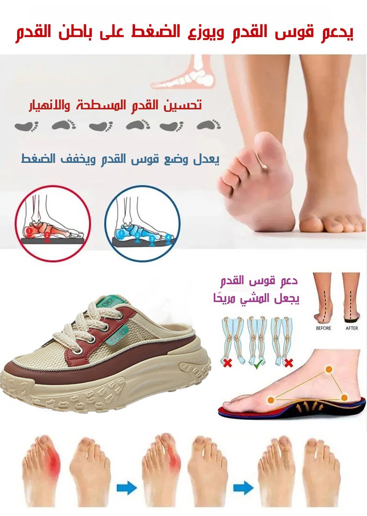 حذاء رياضي كاجوال جيد التهوية مفتوح من الخلف ذو نعل سميك