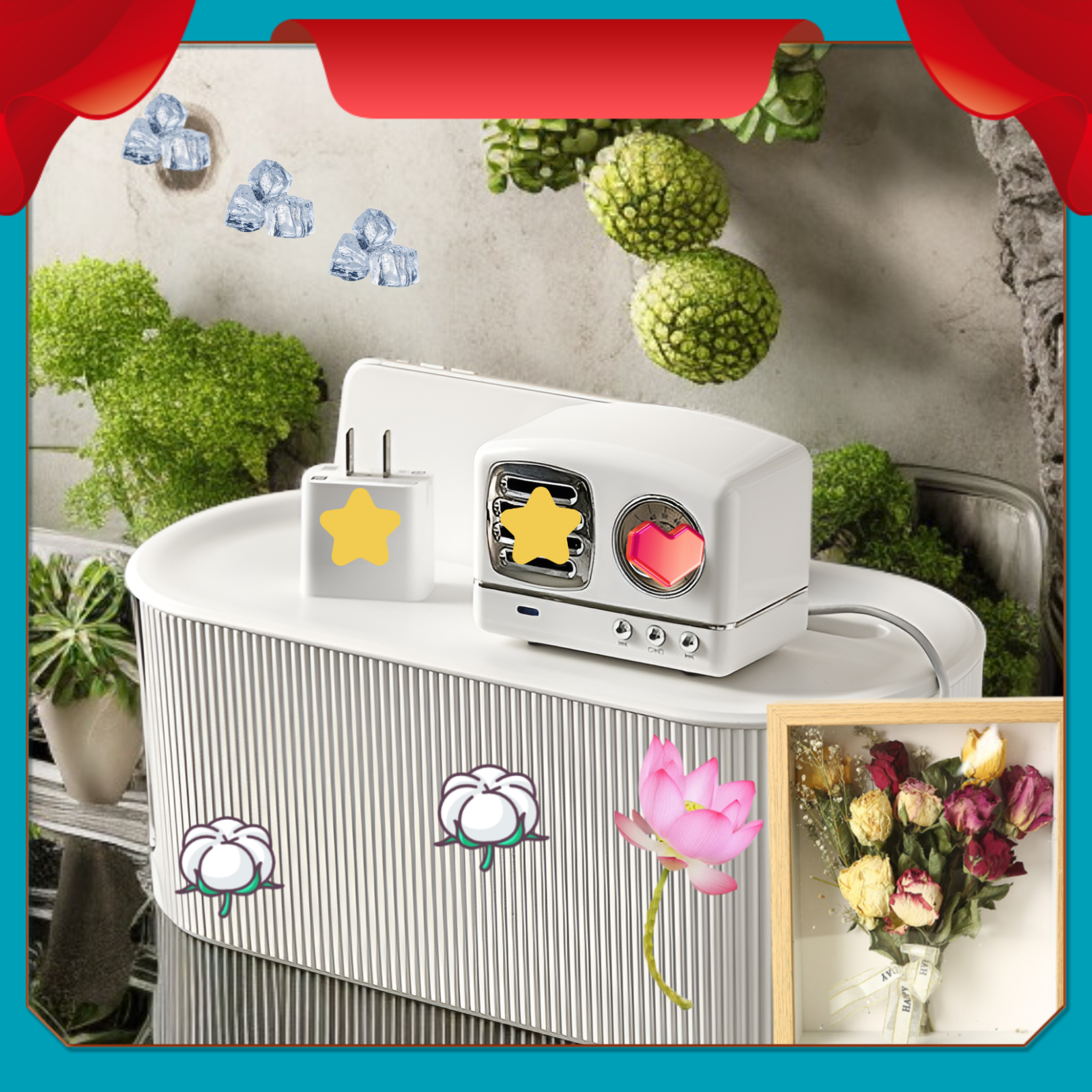 ソケットとケーブルを収納した状態のボックス